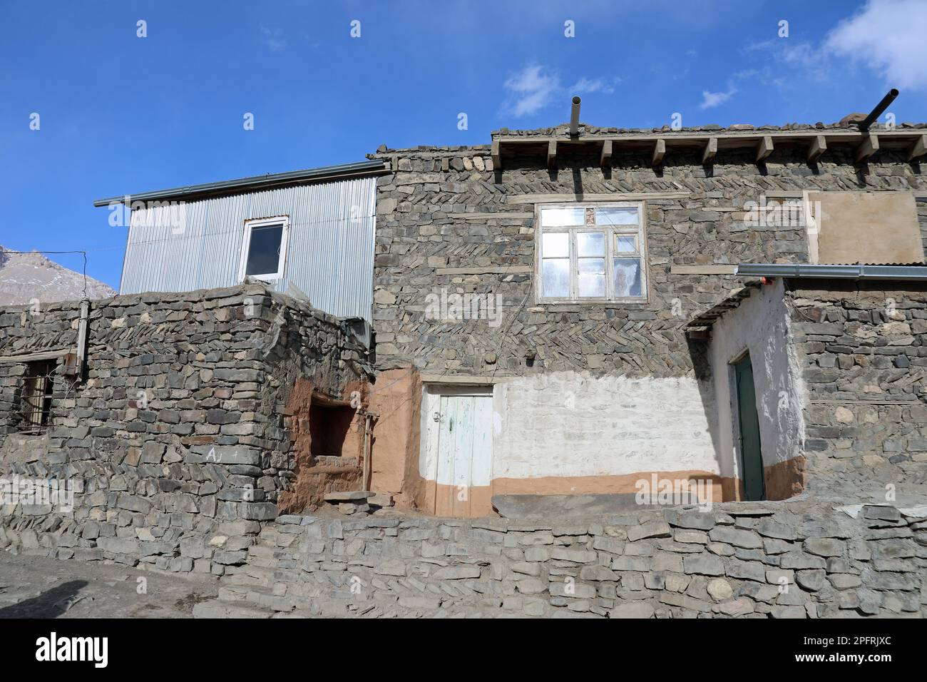 Traditional property at the remote Caucasian village of Khinalug in Azerbaijan Stock Photo