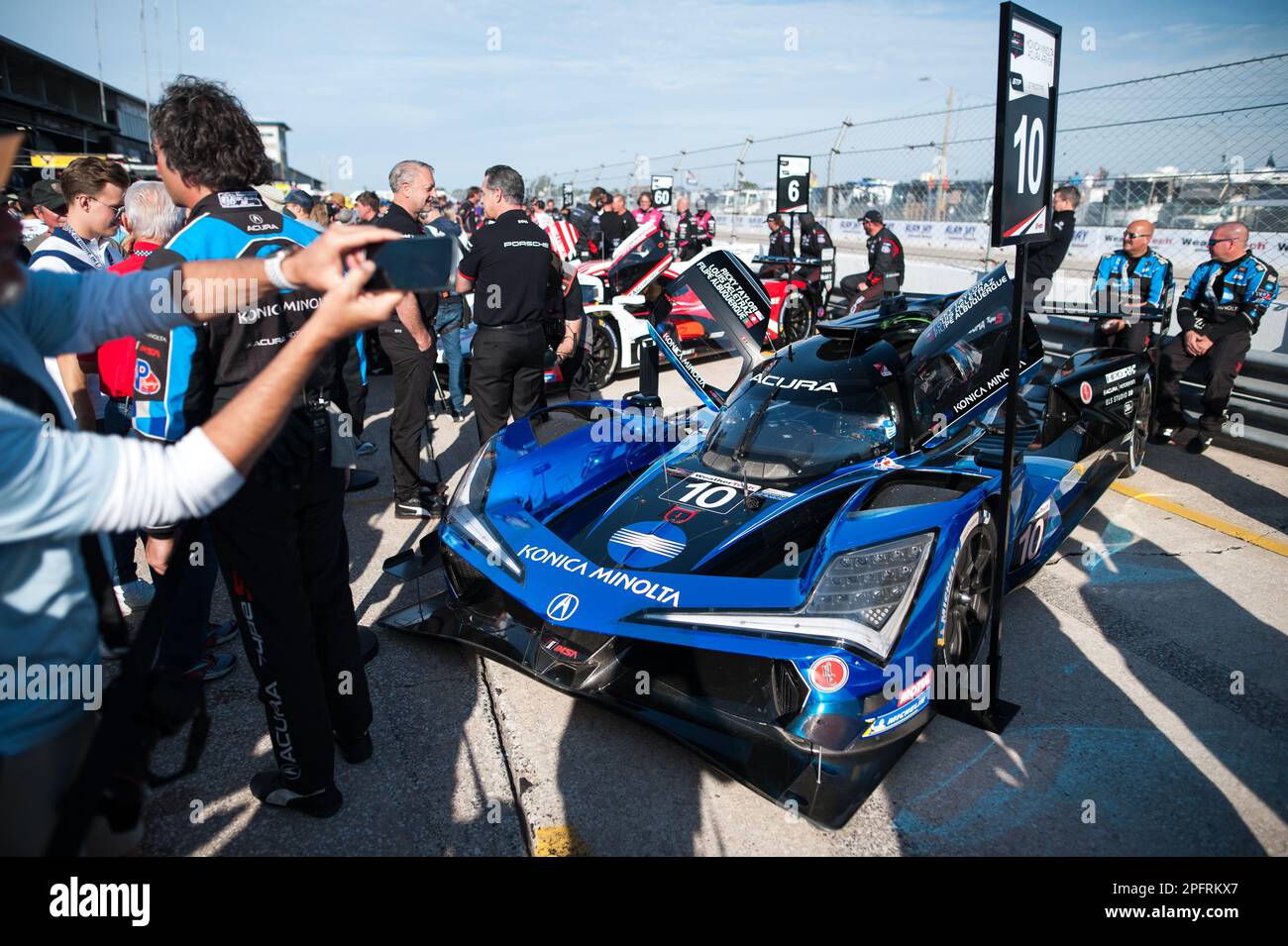 10 TAYLOR Ricky (usa), ALBUQUERQUE Filipe (prt), DELETRAZ Louis (che), Konica Minolta Acura ARX-06, Acura ARX-06, action during the Mobil 1 Twelve Hours of Sebring 2023, 2nd round of the 2023 IMSA SportsCar Championship, from March 15 to 18, 2023 on the Sebring International Raceway in Sebring, Florida, USA - Photo Jan-Patrick Wagner/DPPI Credit: DPPI Media/Alamy Live News Stock Photo