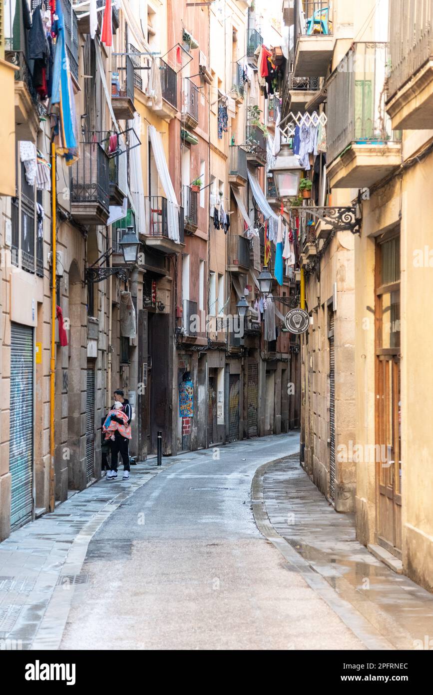 Discover the Vibrant Streets of Raval, Barcelona, Spain Stock Photo