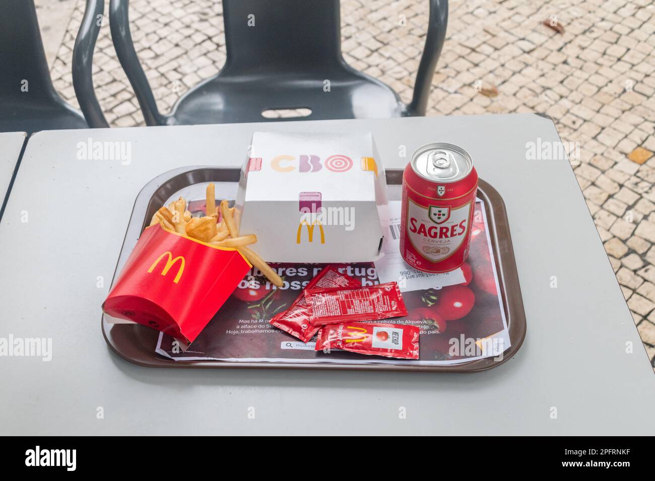 Lisbon, Portugal December 3, 2022 McDonald's meal with french fries