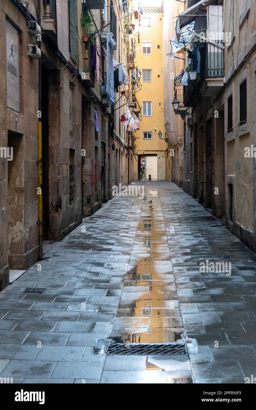 Experience the Unique Blend of Cultures in the Heart of Barcelona's Raval District, Spain Stock Photo