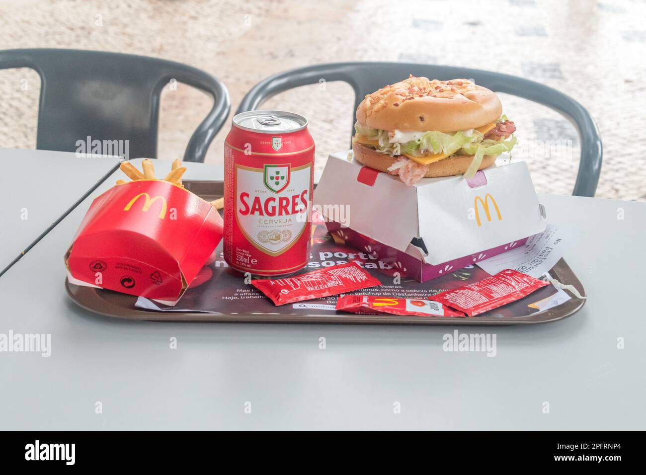 Lisbon, Portugal December 3, 2022 McDonald's meal with french fries