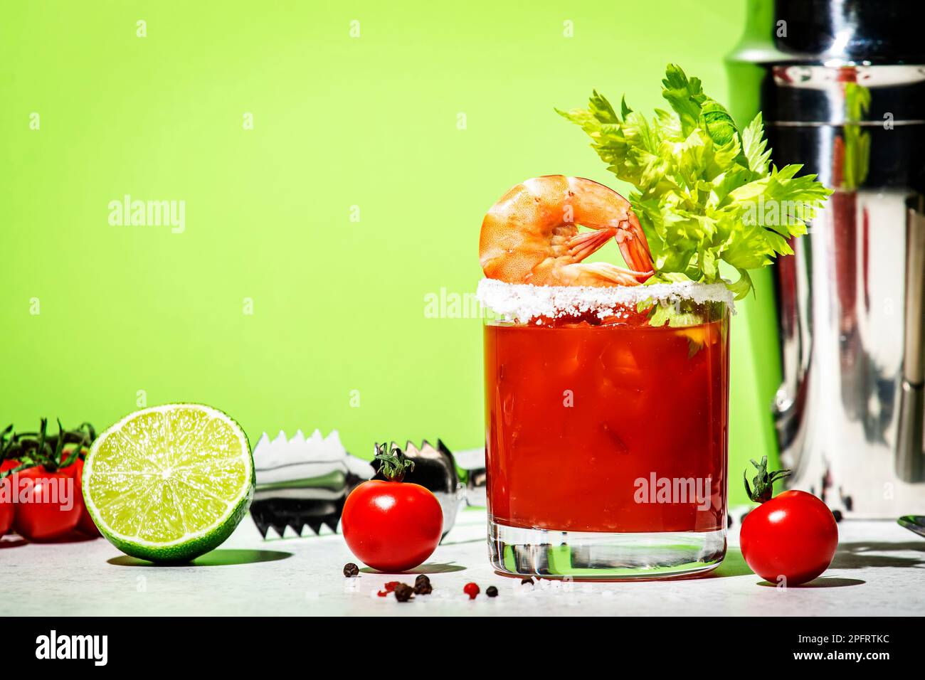 Bloody Caesar alcoholic cocktail drink, version of Bloody Mary with