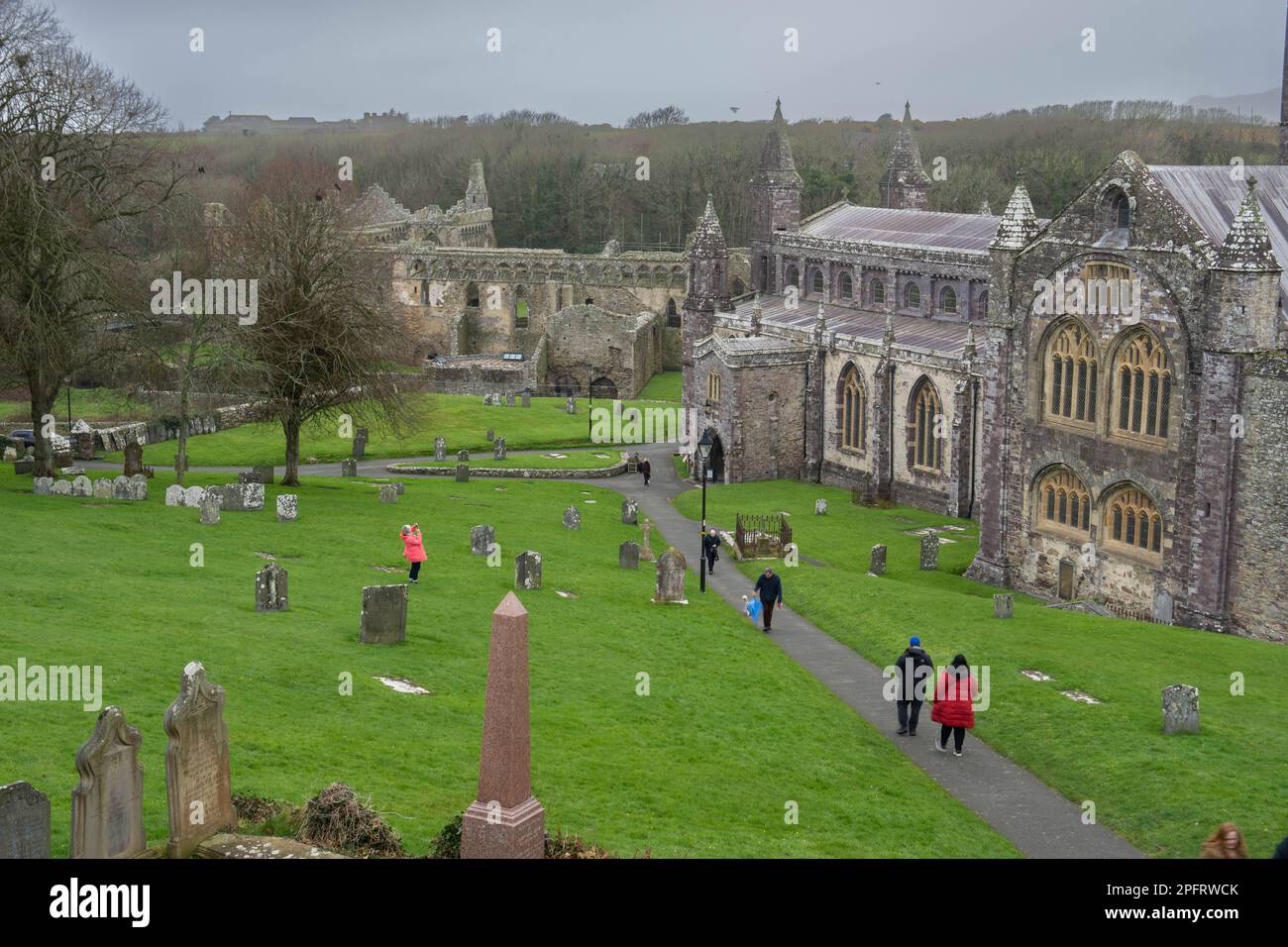 St Davids Cathedral, Pembrokeshire Coast National Park, Pembrokeshire, Wales, United Kingdom Stock Photo
