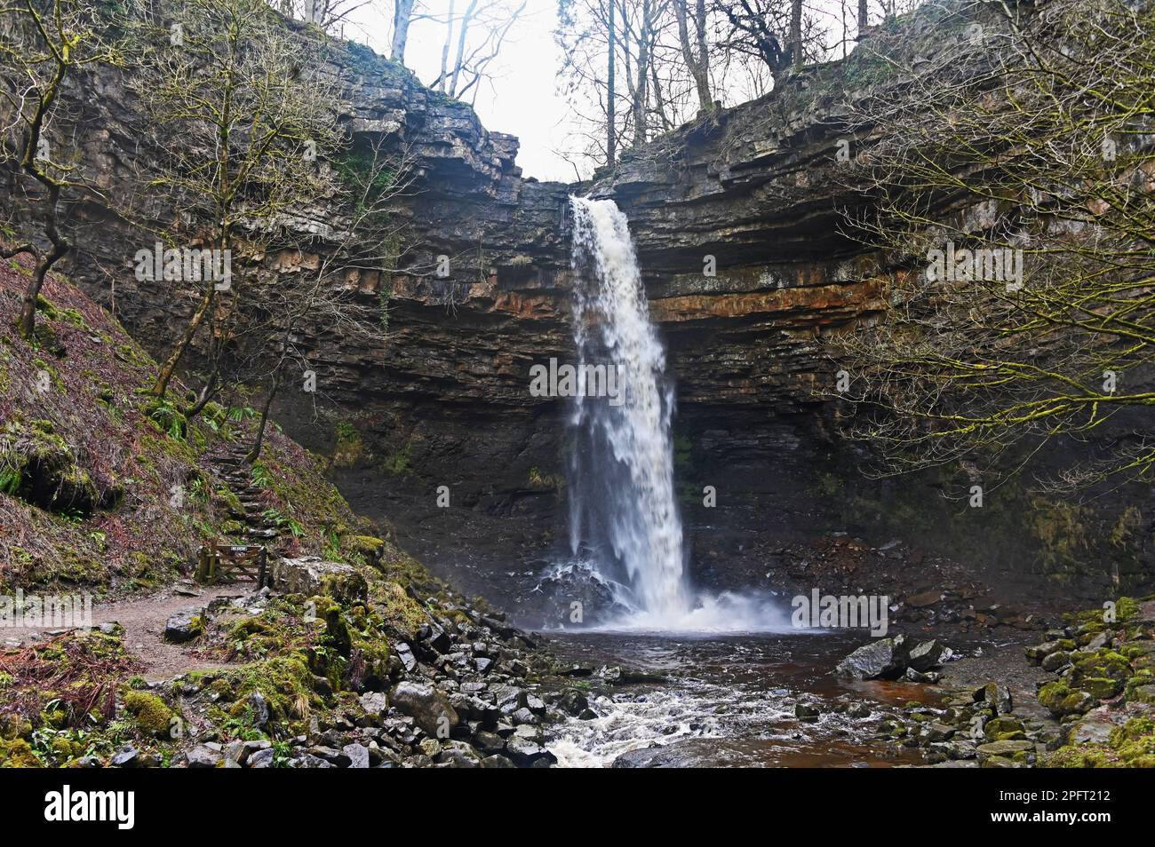 Hardraw Force waterfall. Wensleydale, Yorkshire Dales National Park, Yorkshire, England, United Kingdom, Europe. Stock Photo
