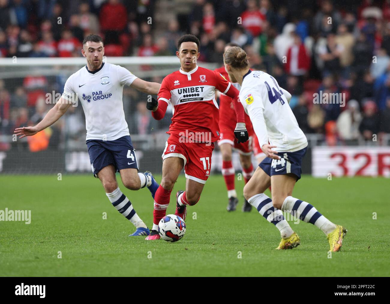 Middlesbrough, UK. 18th Mar, 2023. Aaron Ramsey (C) of Middlesbrough in