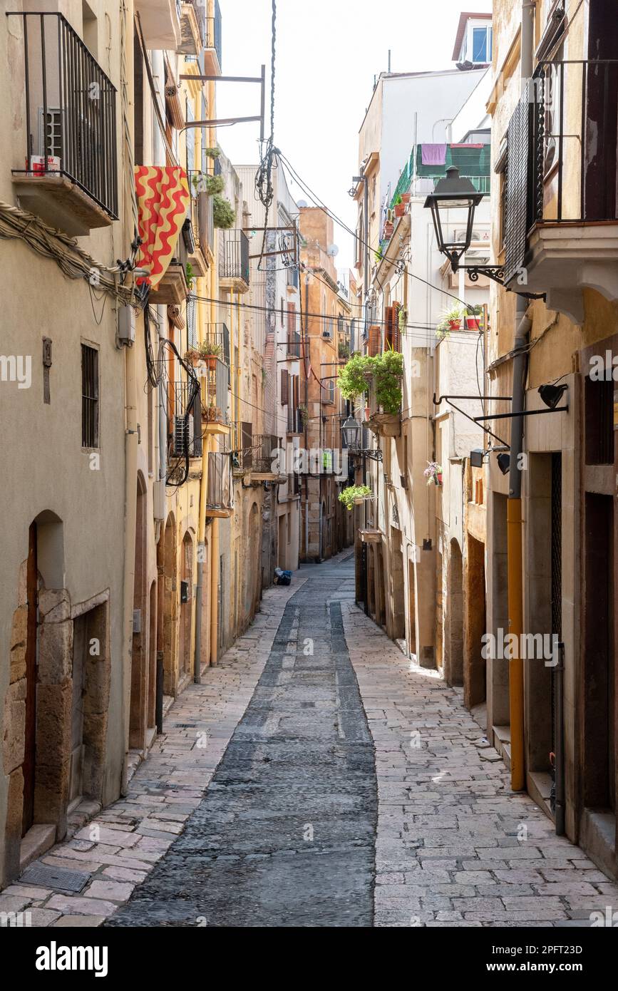 Tarragona streets, circus roman, and the sea behind Stock Photo Alamy