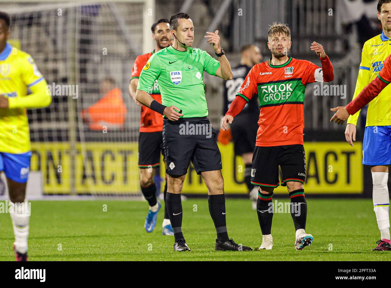 WAALWIJK, NETHERLANDS MARCH 18 referee Dennis Higler during the Dutch Eredivisie match WAALWIJK, NETHERLANDS MARCH 18 referee Dennis Higler during the Dutch Eredivisie match
