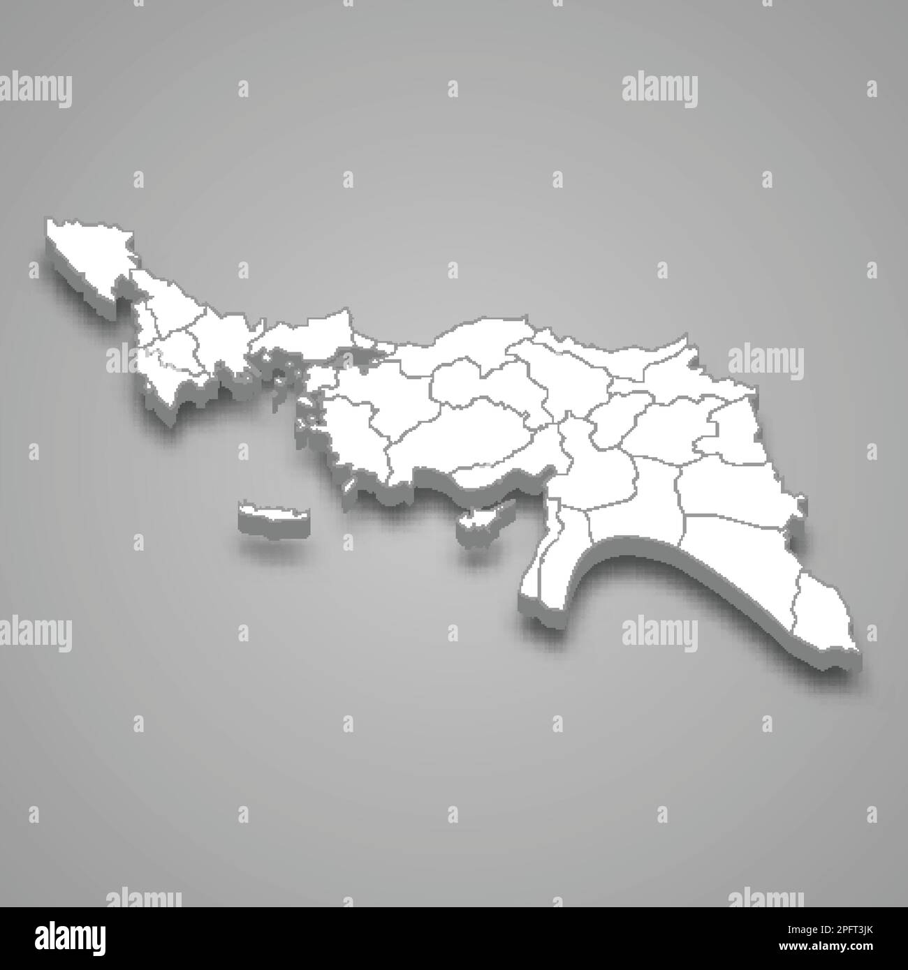 3d isometric map of Ottoman Empire isolated with shadow, former state Stock Vector