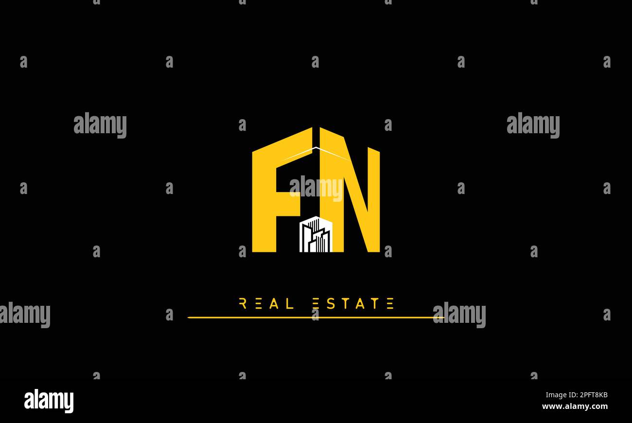 Real Estate letters Initials Monogram logo FN , NF Stock Vector