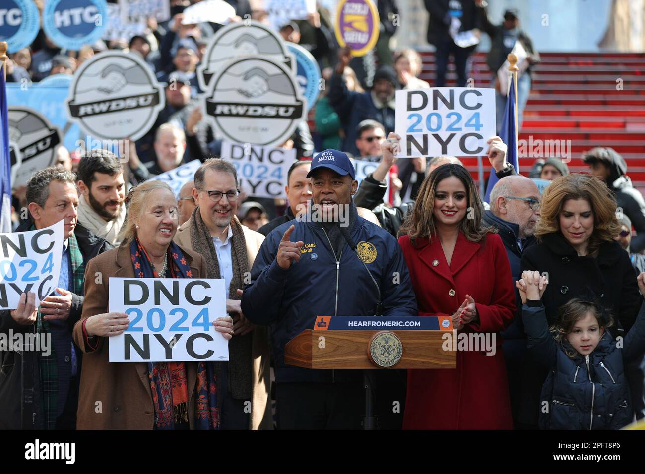 Ny Rep Rajkumar Time Square, New York, USA, March 18, 2023 - Mayor Eric Adams ...