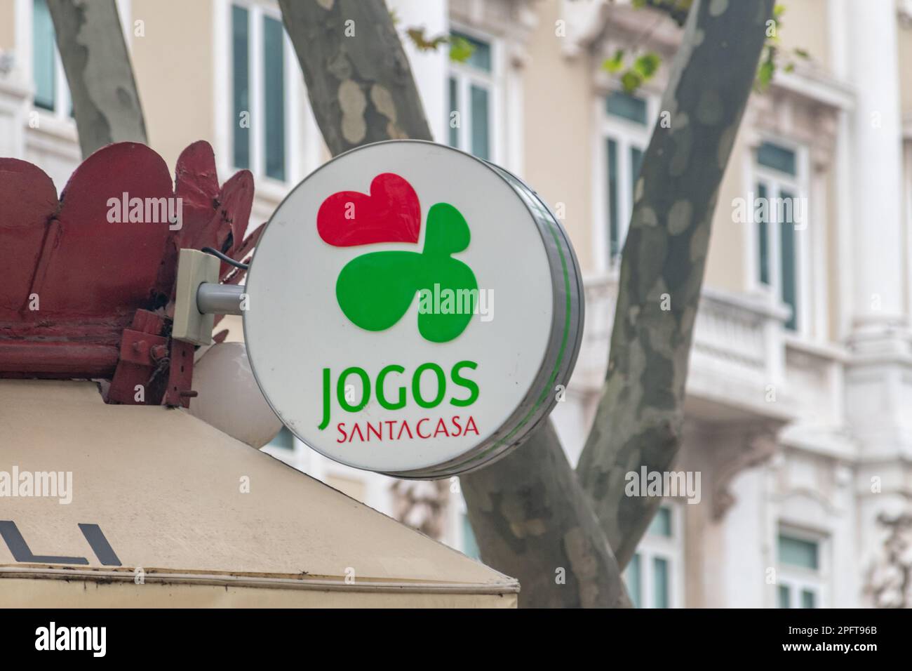 Portuguese Lottery Sign Jogos Santa Casa And Portugal Post Office