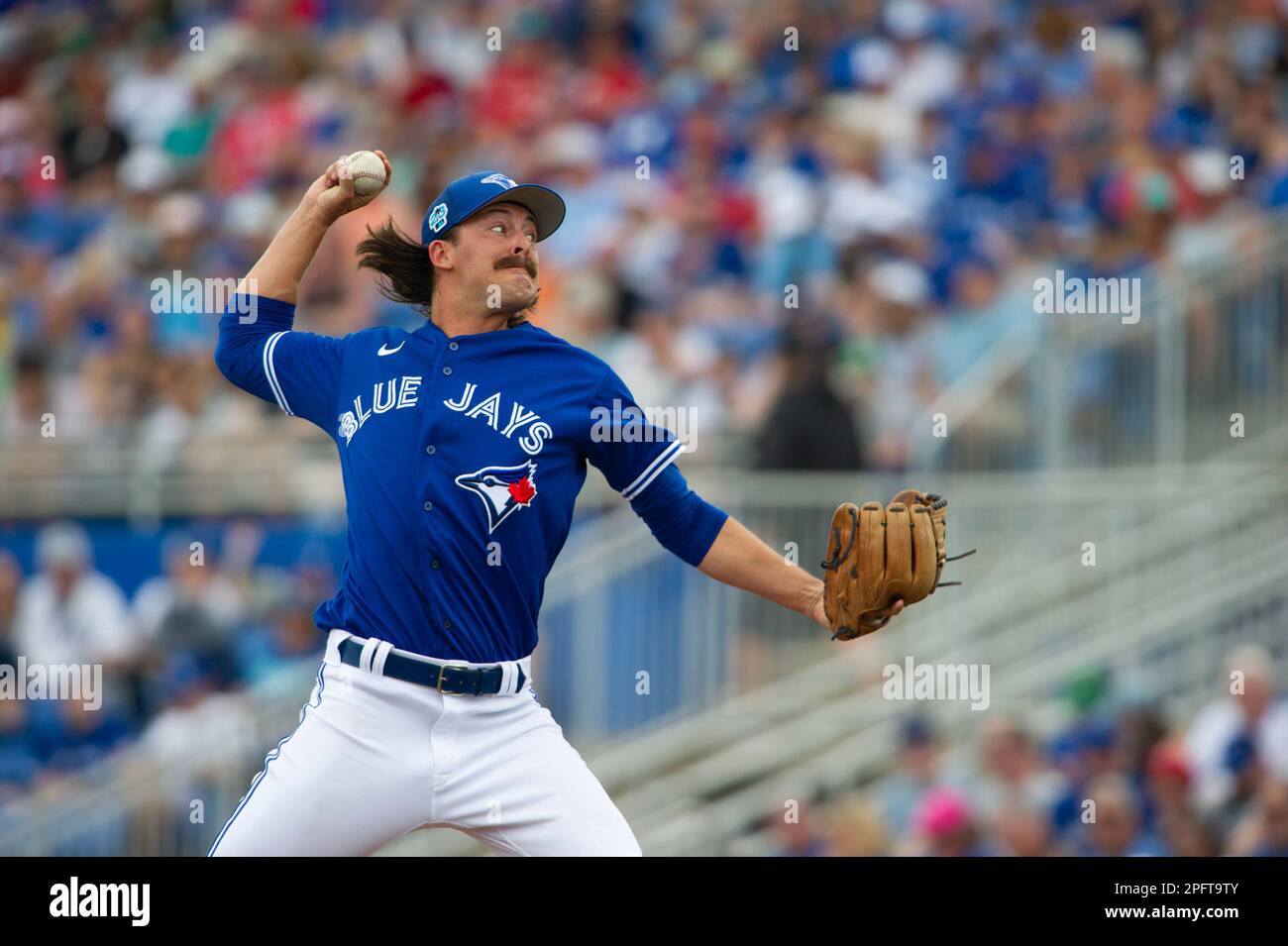 Dunedin, United States. 18th Mar, 2023. New York Yankees' Aaron Judge walks  to the dugout after a called third strike from Toronto Blue Jays reliever  Jackson Rees during the fifth inning of