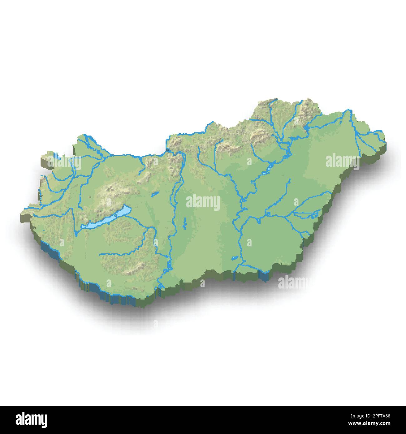 3d isometric relief map of Hungary with shadow Stock Vector Image & Art