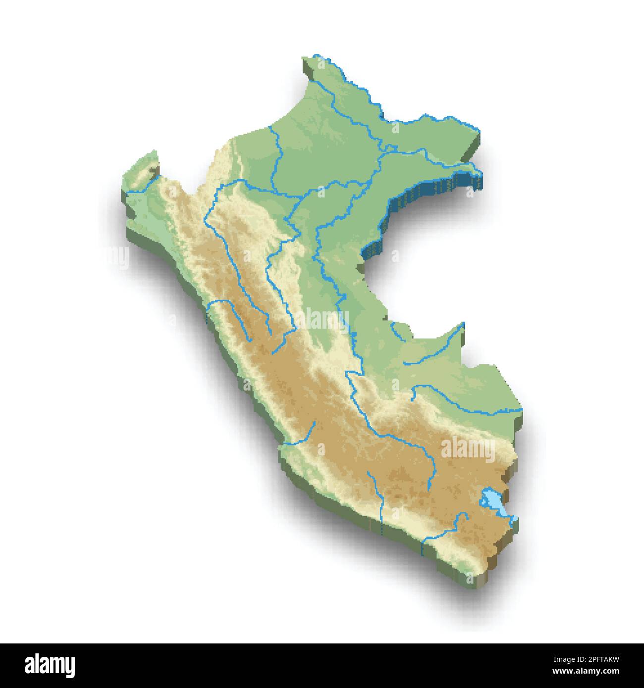 3d isometric relief map of Peru with shadow Stock Vector Image & Art ...