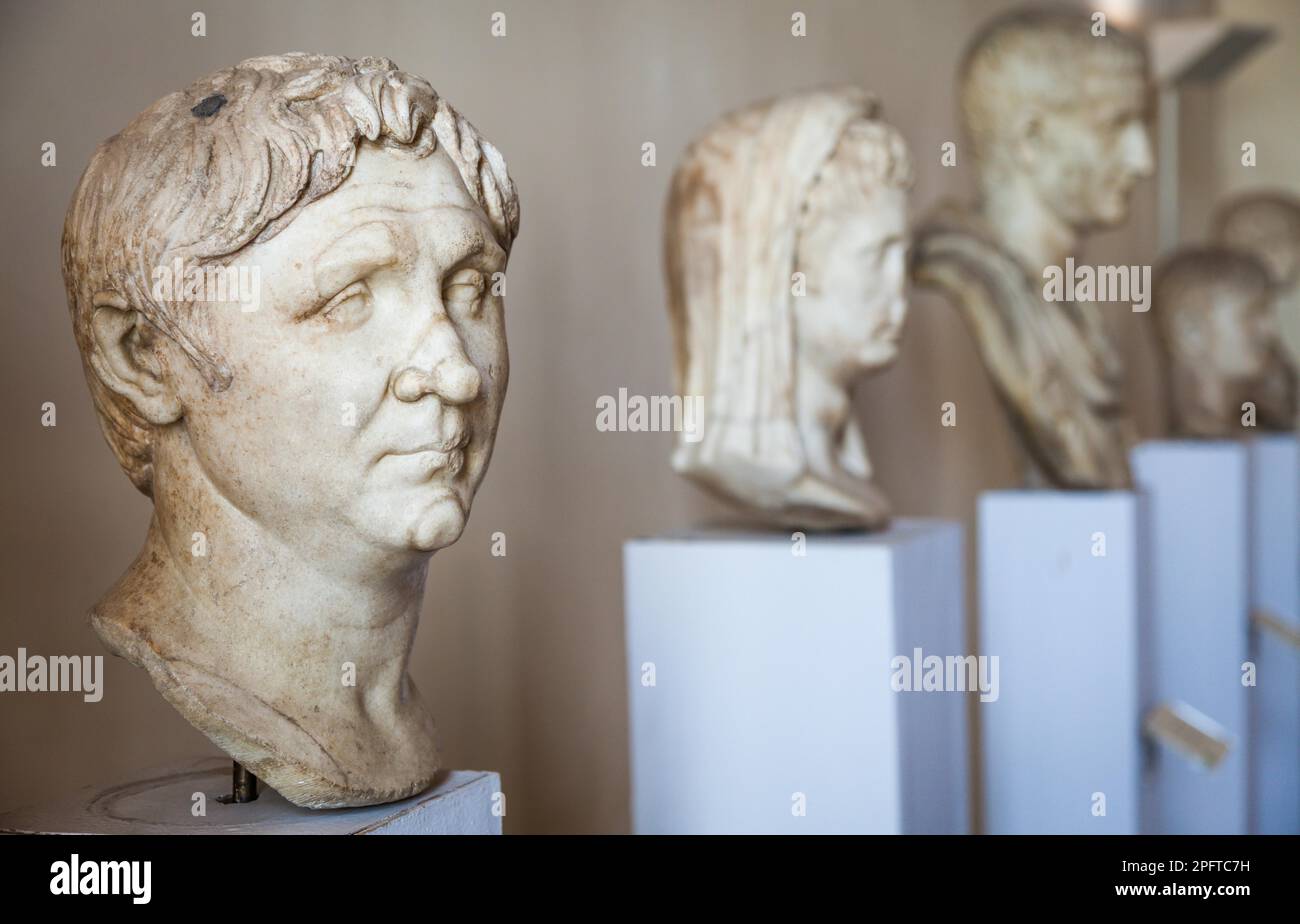 Marble statues prospective in the most important museum of Venice Stock