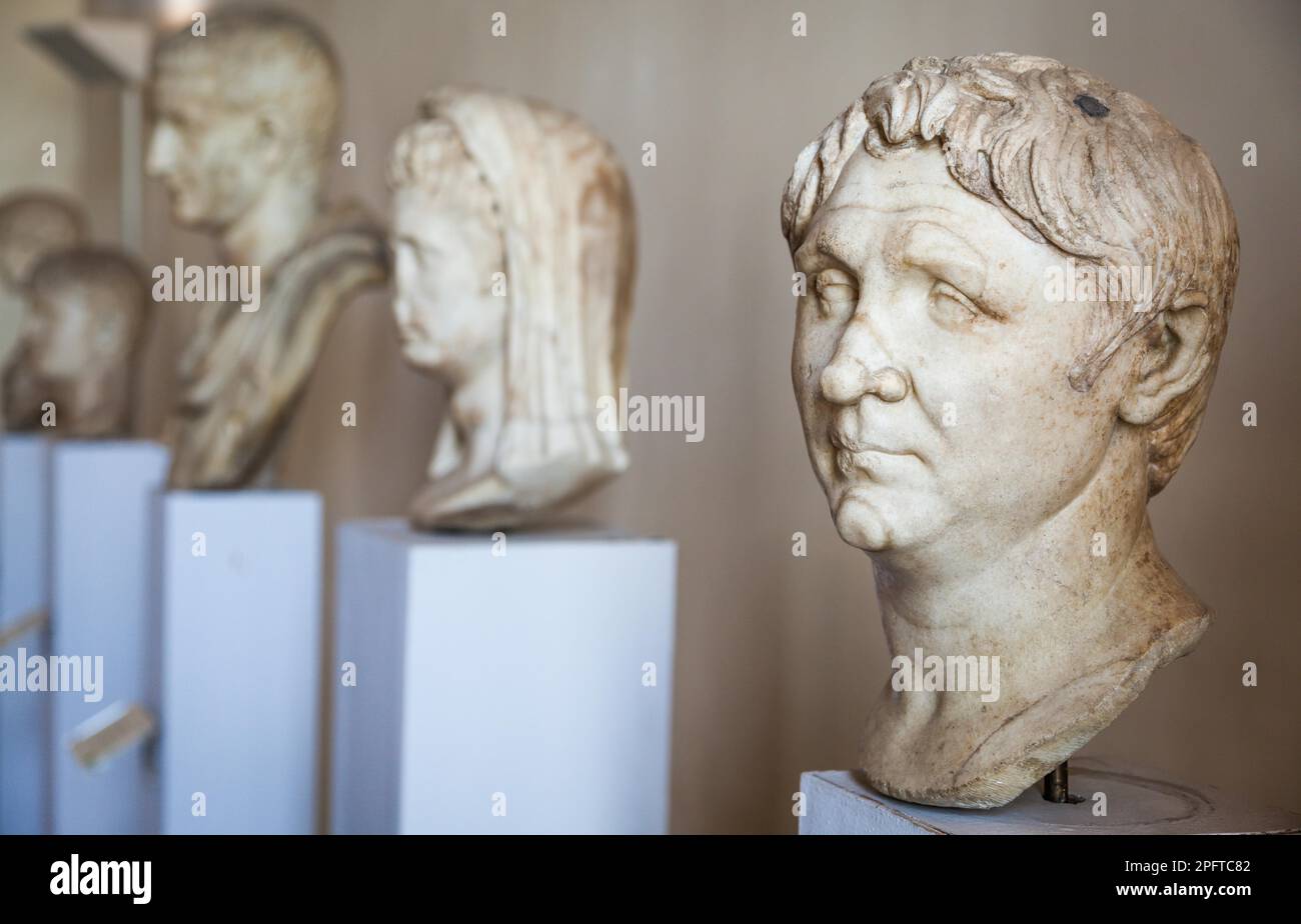 Marble statues prospective in the most important museum of Venice Stock