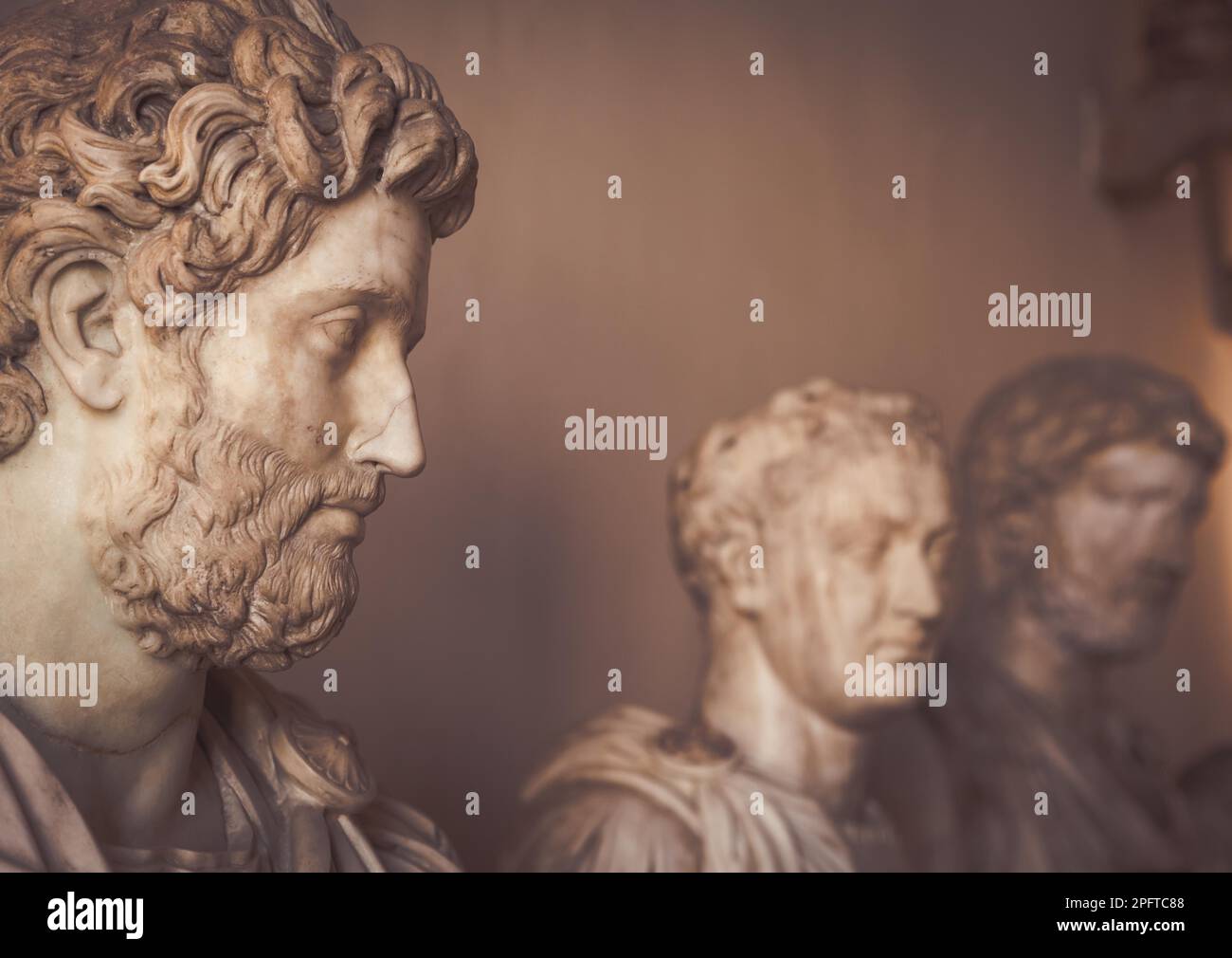 Marble statues prospective in the most important museum of Venice Stock