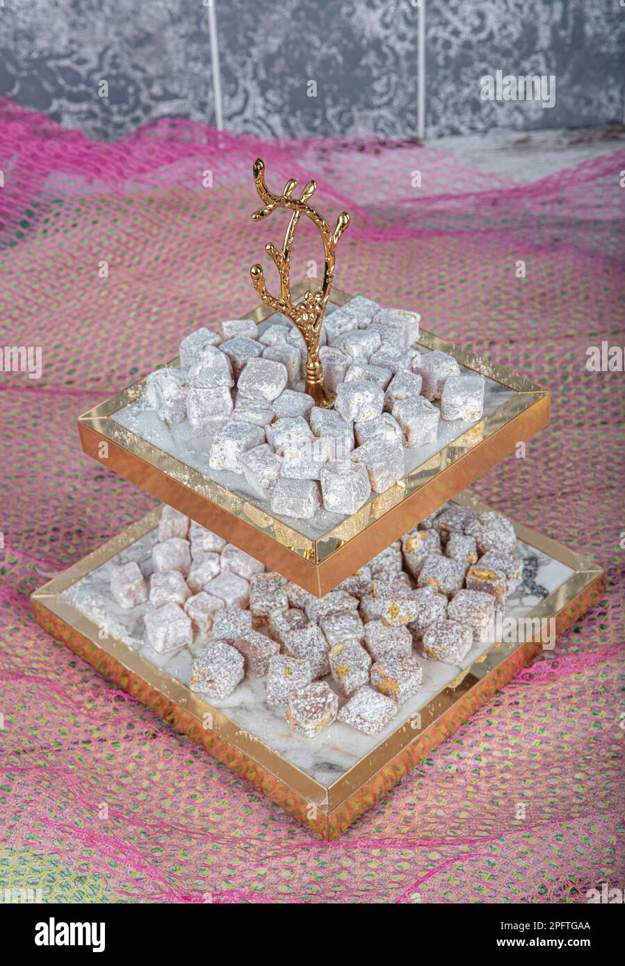 Rahat Comp Assorted Turkish delights Rahat lokum. Colorful cubes of Turkish ...