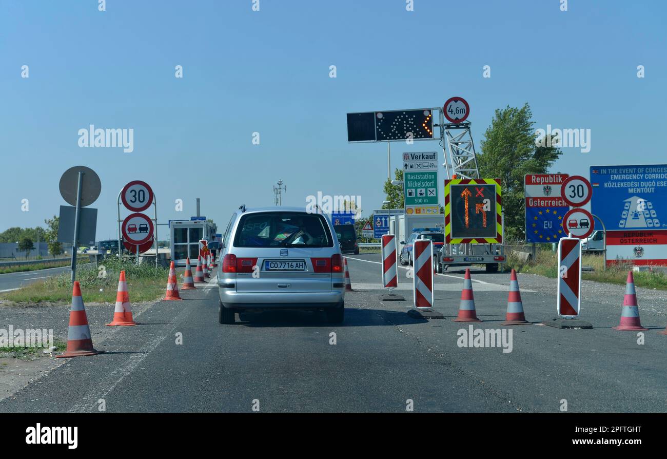 Border crossing Nickelsdorf, motorway, Austria Stock Photo