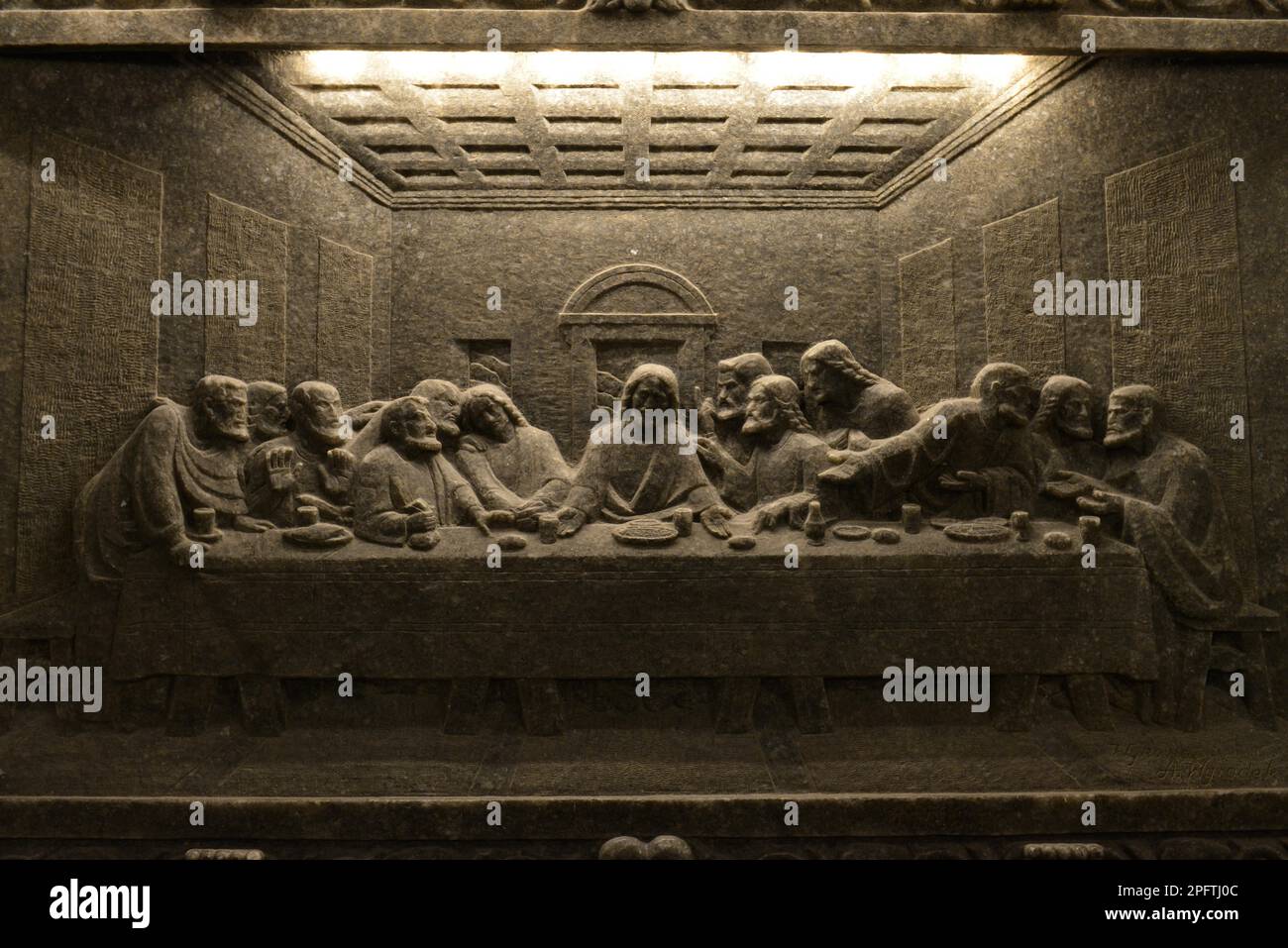 The Last Supper, Leonardo da Vinci, Chapel of St. Kunigunde, Salt Mine, Wieliczka, Poland Stock Photo