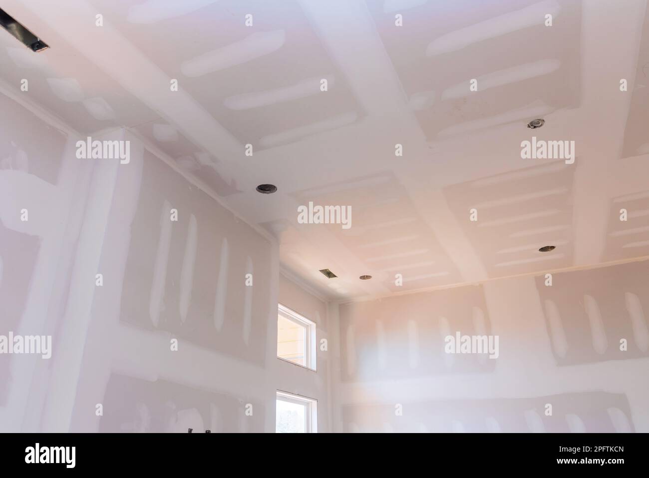 After plastering drywalling of new house under construction has been