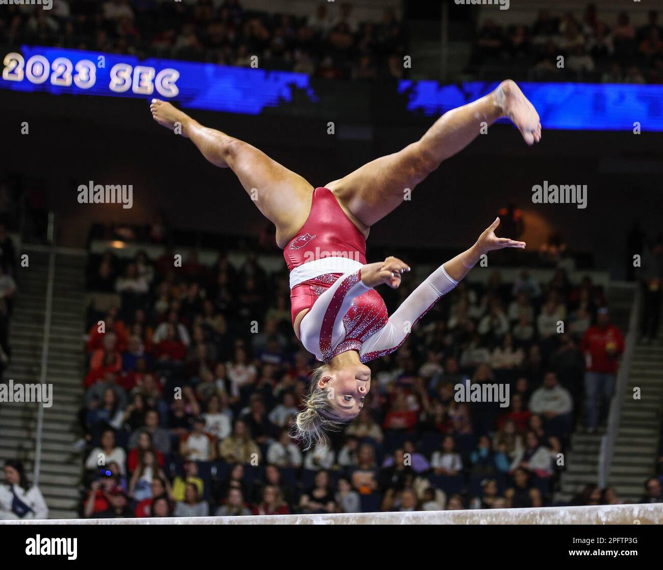 March 18, 2023 Arkansas' Cally Swaney on the balance beam during the