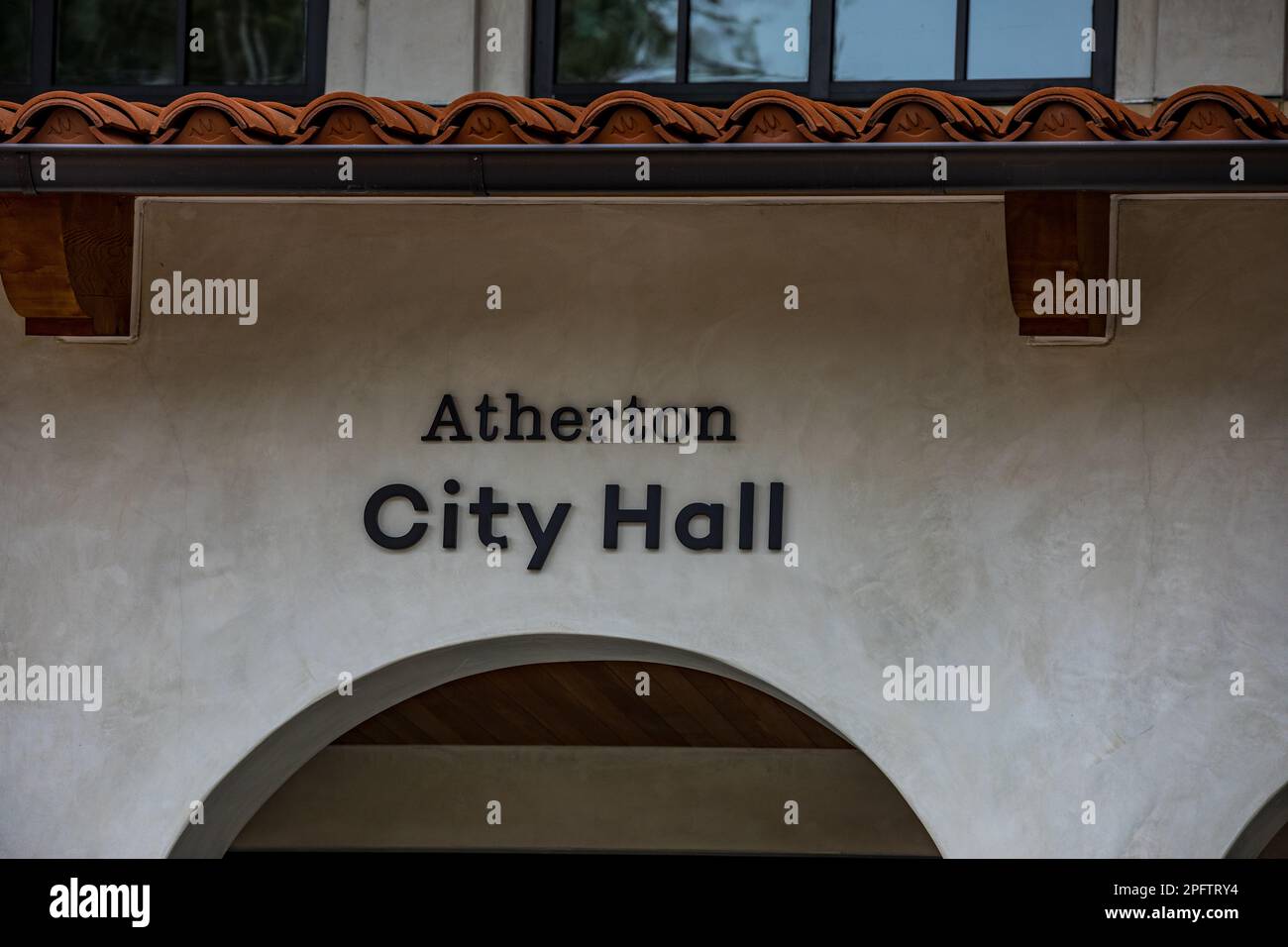 The Atherton California City Hall Stock Photo Alamy
