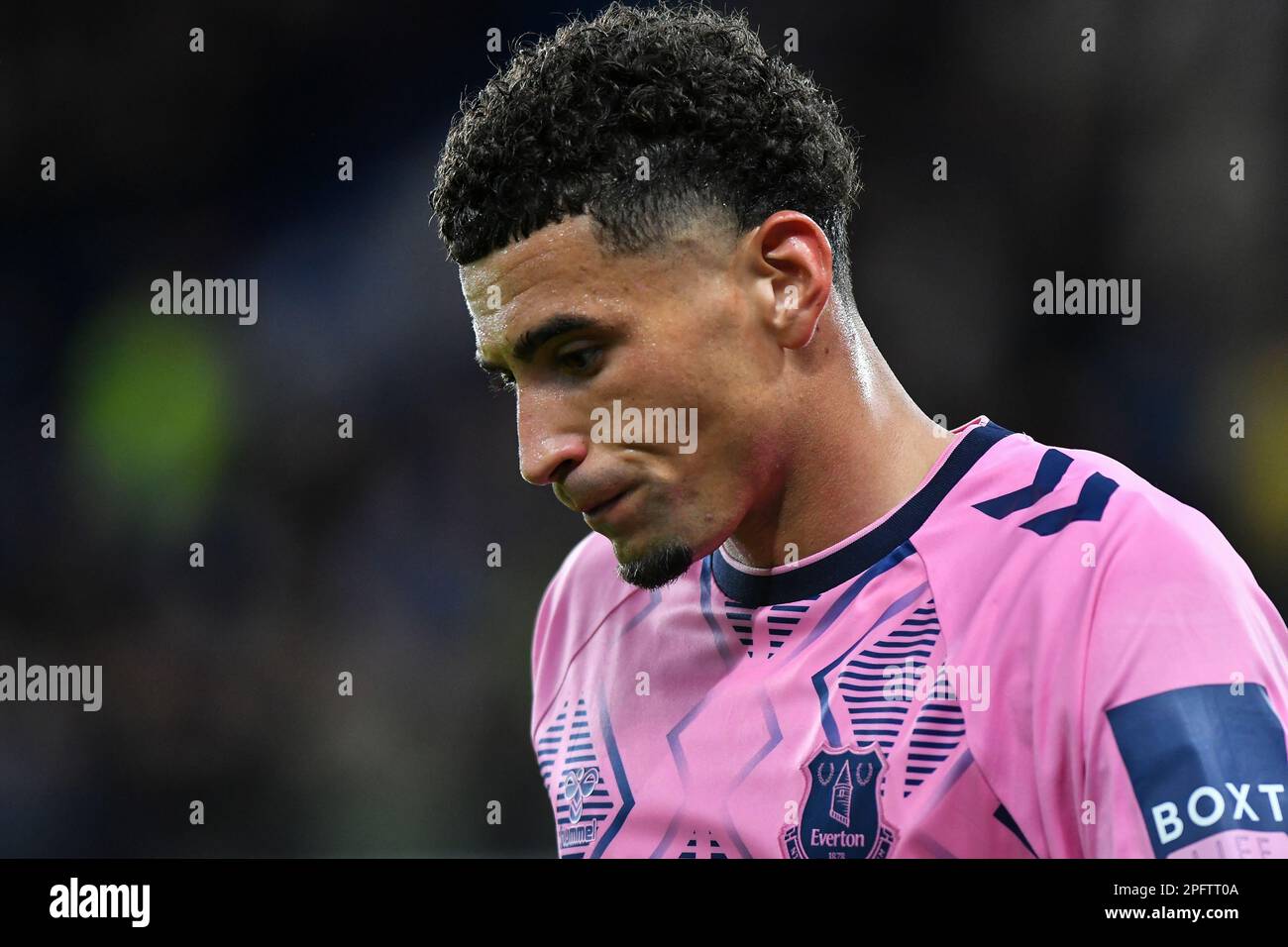 Ben Godfrey of Everton dejected during the Premier League match between Chelsea and Everton at Stamford Bridge, London on Saturday 18th March 2023. (Photo: Ivan Yordanov | MI News) Credit: MI News & Sport /Alamy Live News Stock Photo