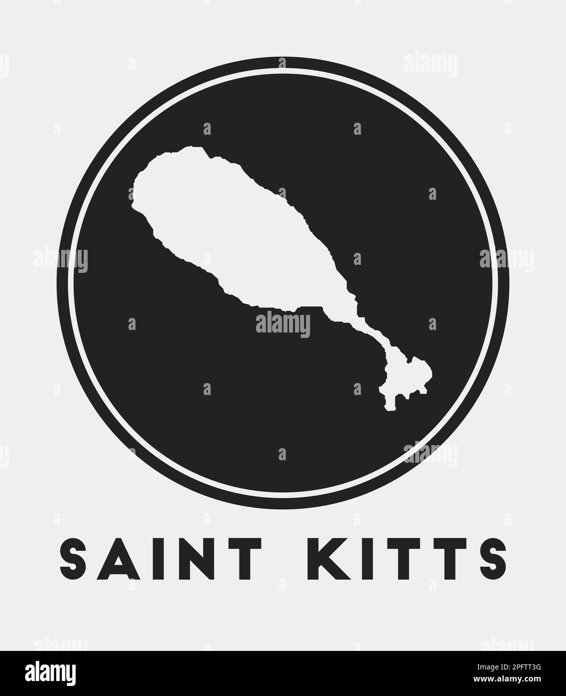 Saint Kitts icon. Round logo with island map and title. Stylish Saint ...
