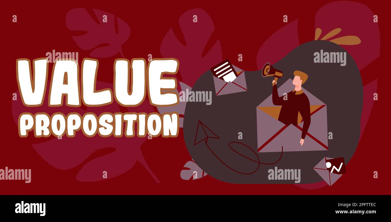 Hand writing sign Value Proposition. Concept meaning service make company or product attractive