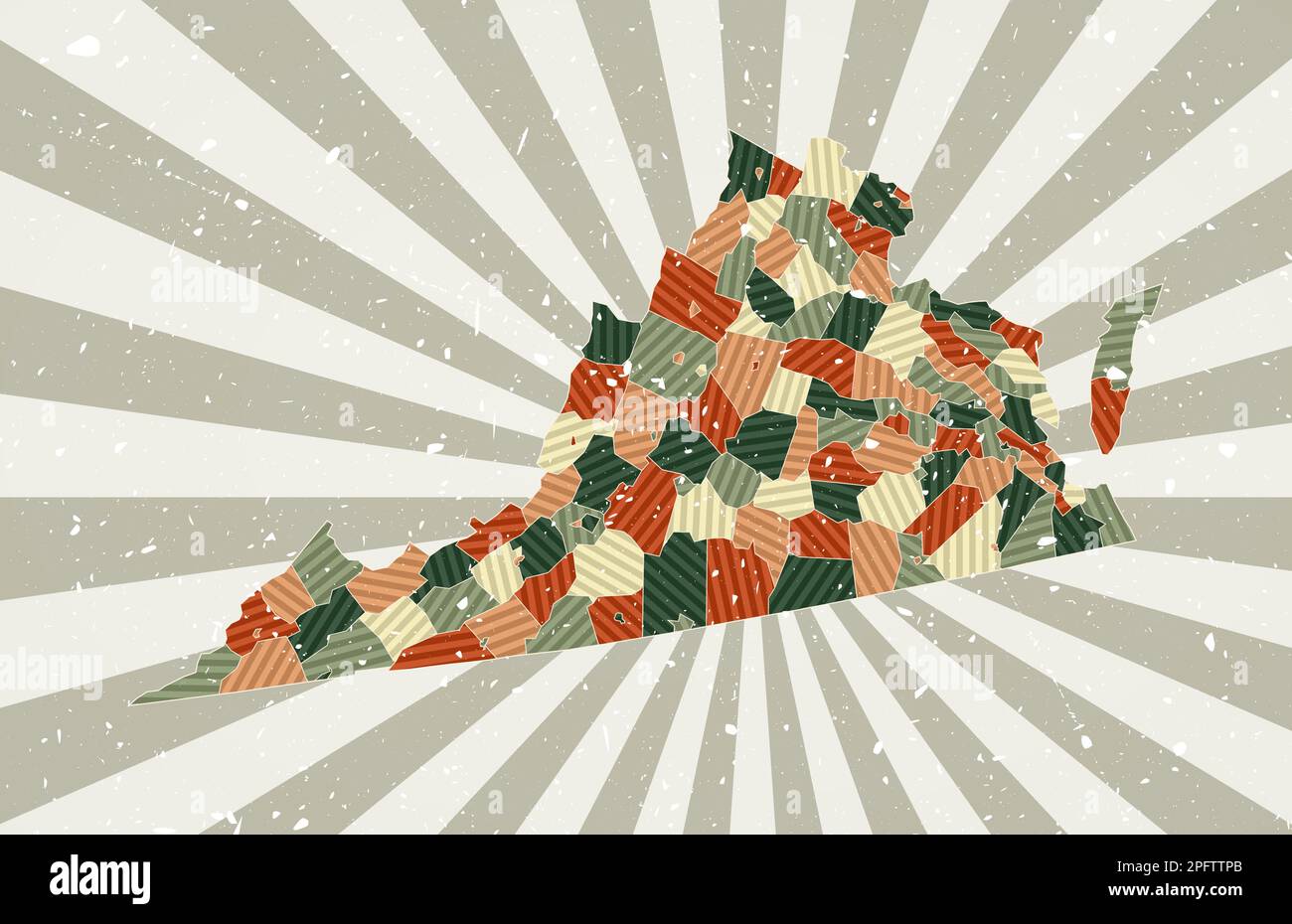 Virginia vintage map Grunge poster with map of the us state in retro  