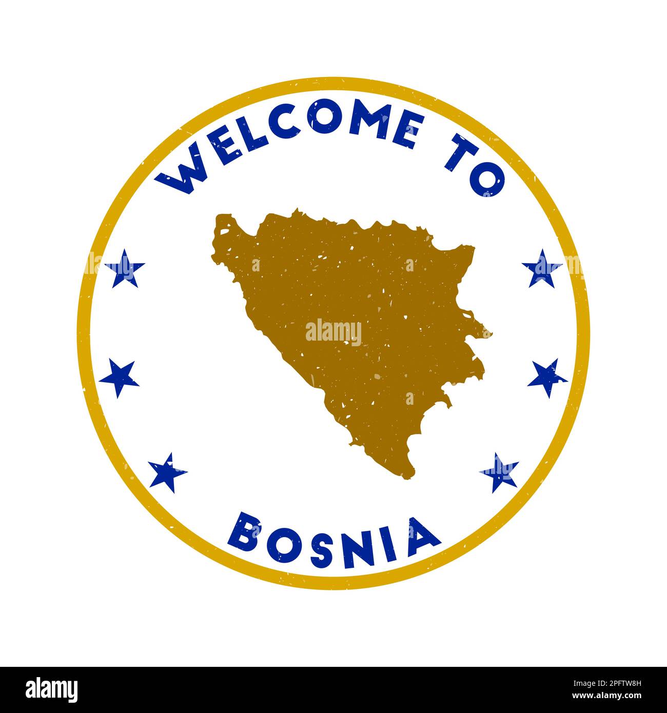 Welcome to Bosnia stamp. Grunge country round stamp with texture in Space Dust color theme. Vintage style geometric Bosnia seal. Radiant vector illust Stock Vector