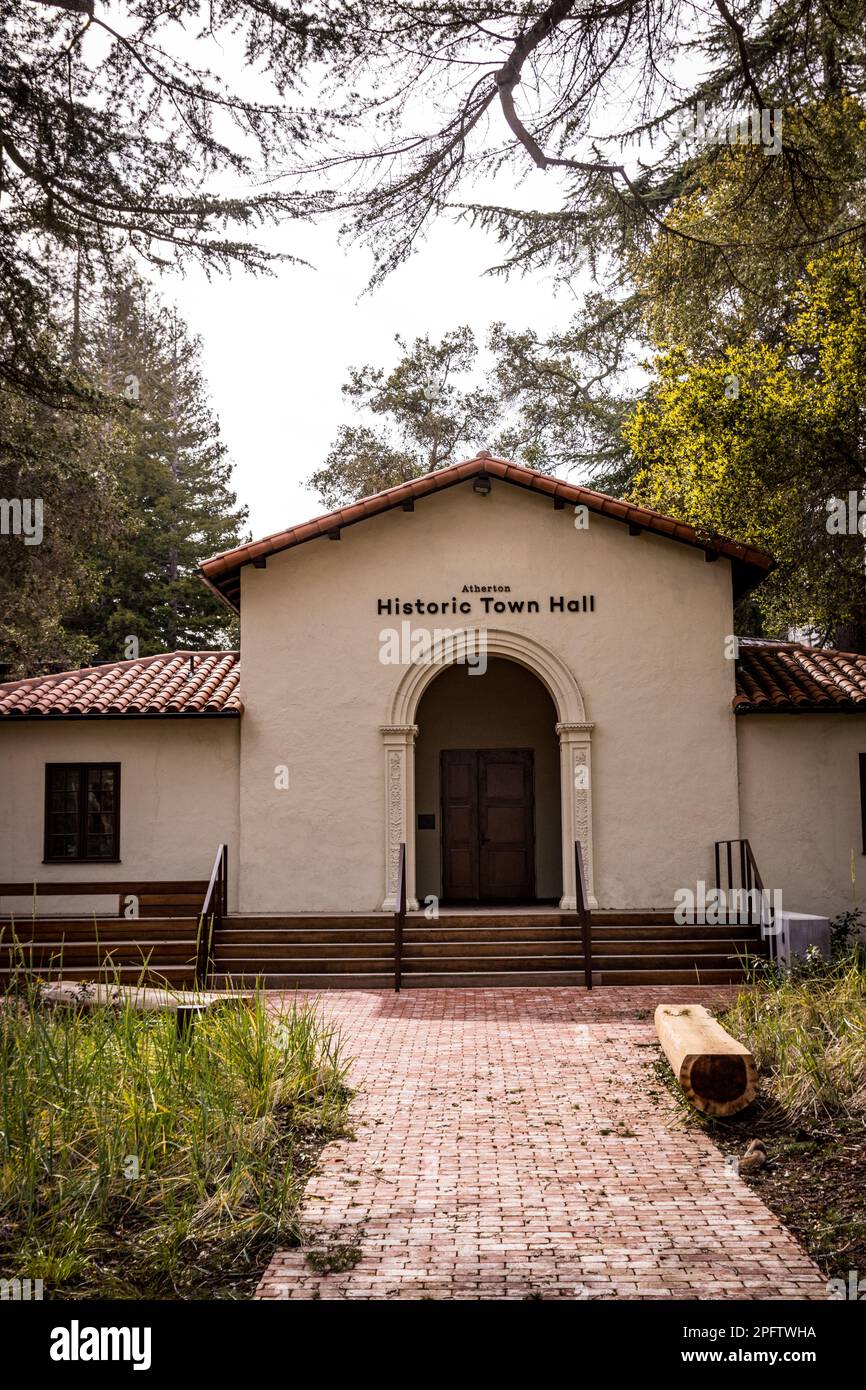 The Atherton California Historic Town Hall Stock Photo Alamy