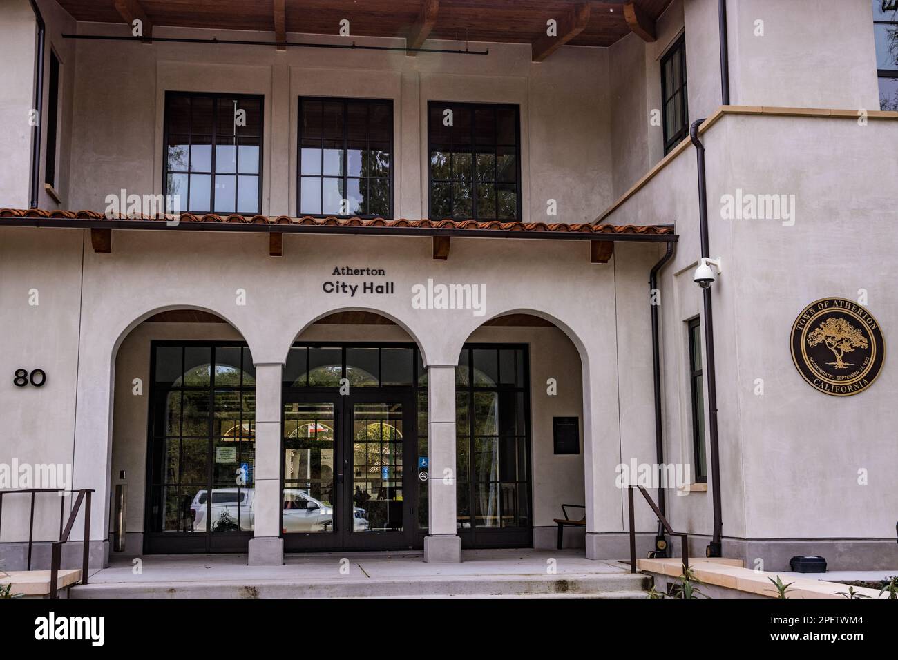 The Atherton California City Hall Stock Photo Alamy