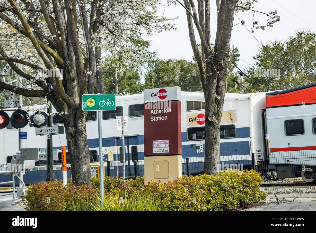 The Caltrain Station In Atherton California which closed in 2020 Stock