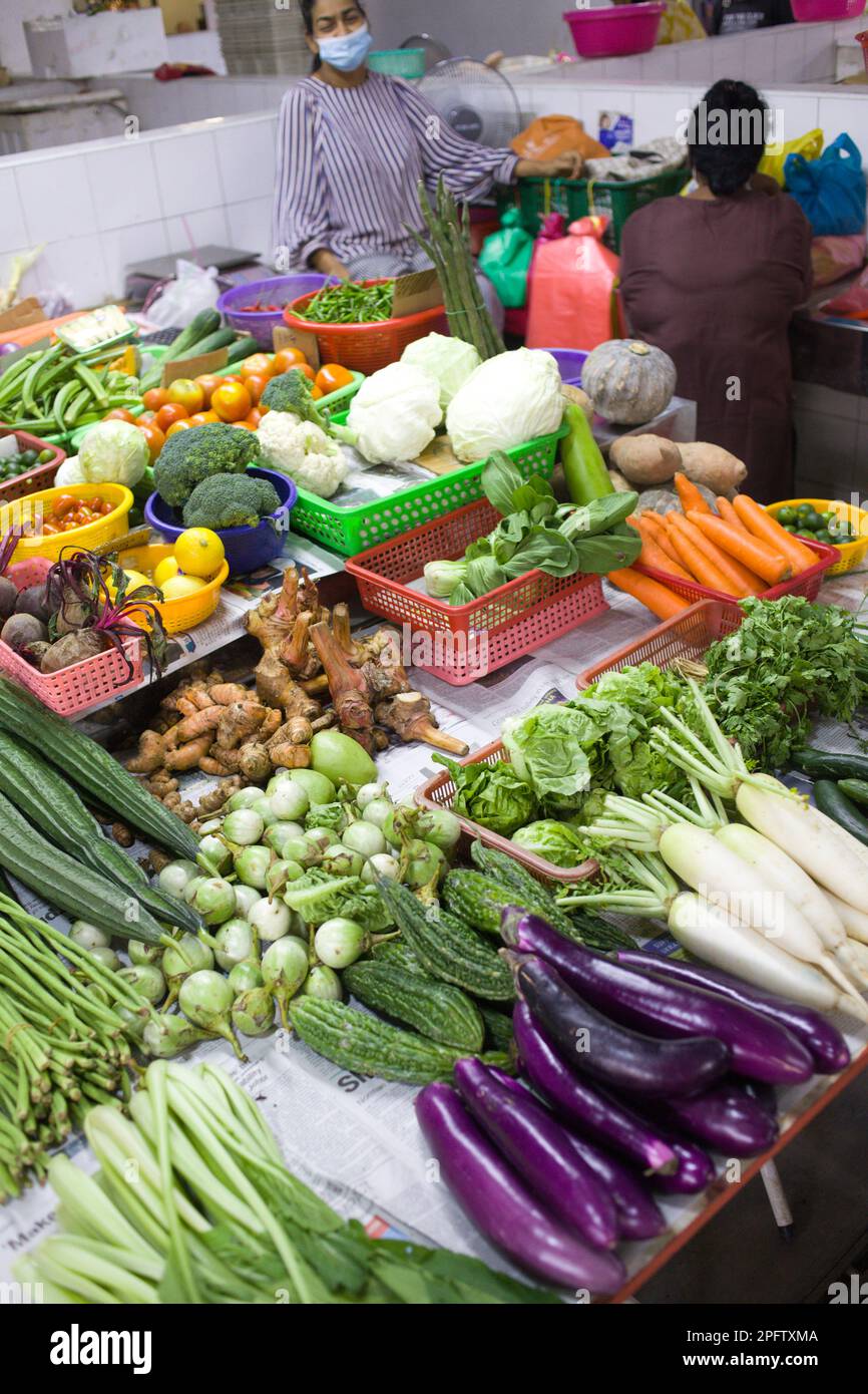Malaysia, Penang, market, vegetables, food Stock Photo Alamy