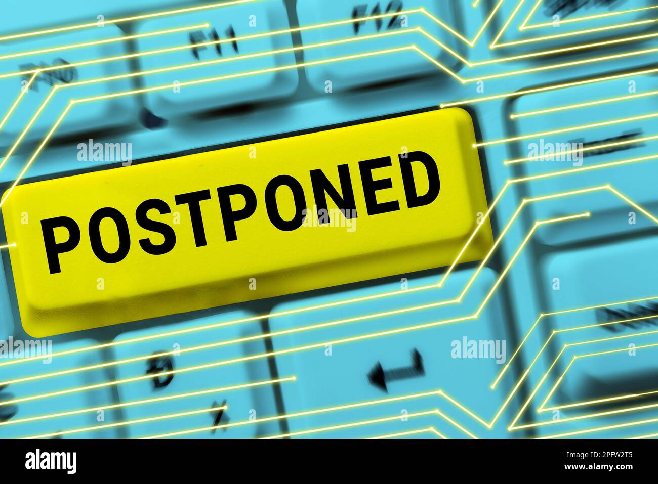 Sign displaying Postponed. Concept meaning to place later in order of