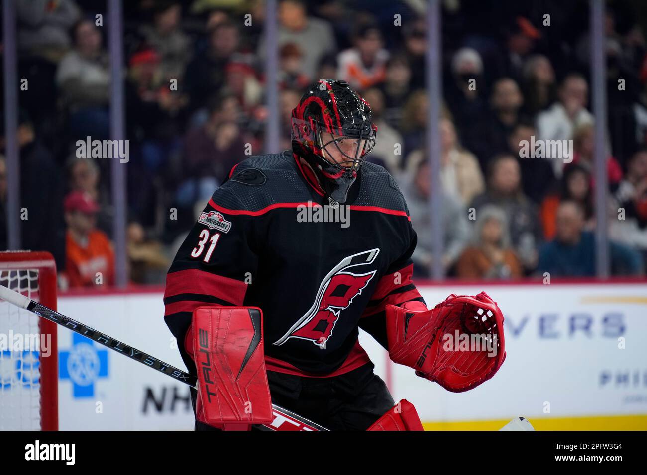 Carolina Hurricanes' Frederik Andersen plays during an NHL hockey game,  Saturday, March 18, 2023, in Philadelphia. (AP Photo/Matt Slocum Stock  Photo - Alamy