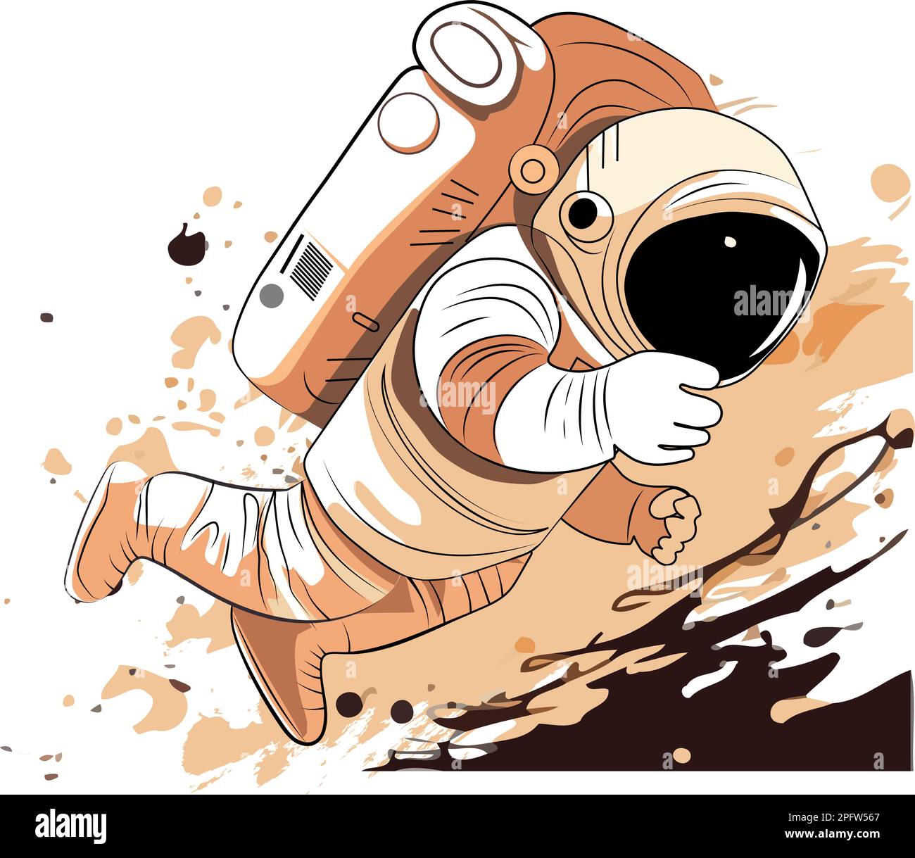 Astronaut explores space being desert planet. Astronaut space suit ...