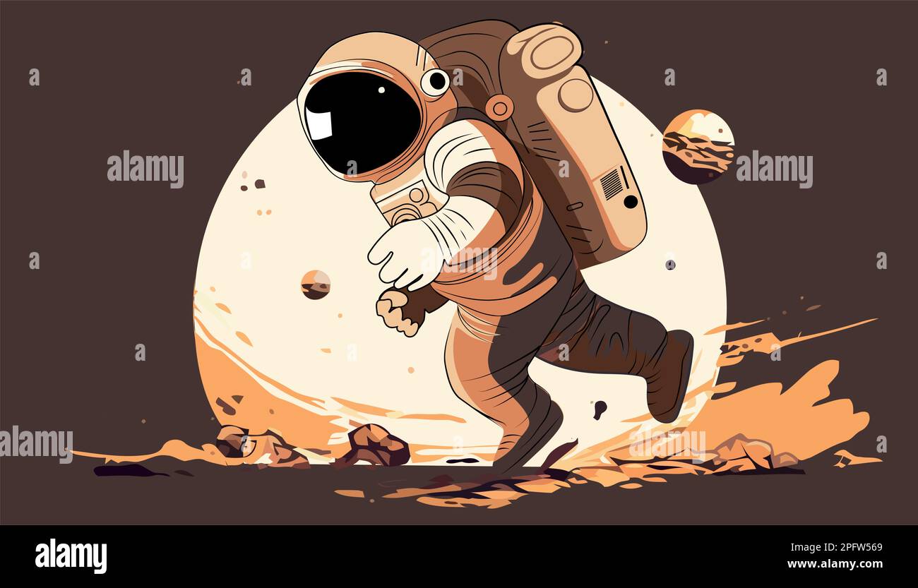 Astronaut explores space being desert planet. Astronaut space suit ...