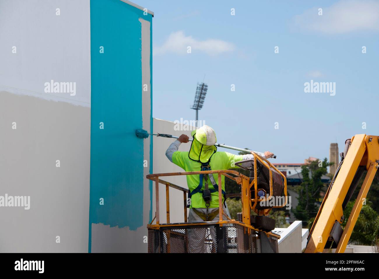 Image showcasing Industrial Painting on Apartment Building Stock Photo - Alamy