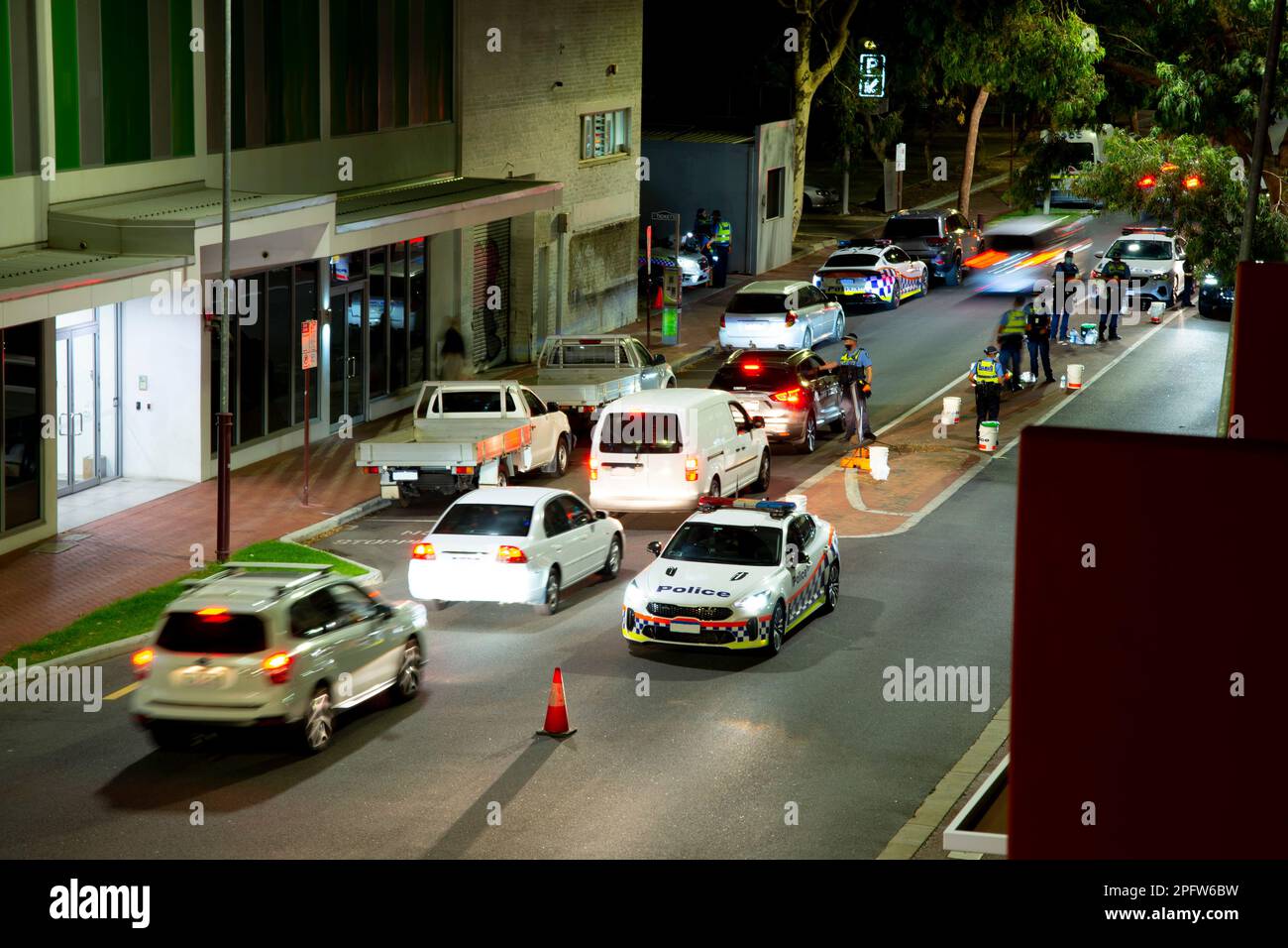 Breathalyzer Police Stop in the City Stock Photo