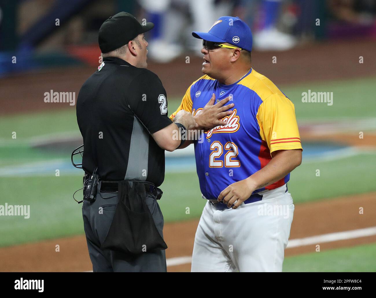 Miami, United States. 18th Mar, 2023. Venezuela manager Omar Lopez (22