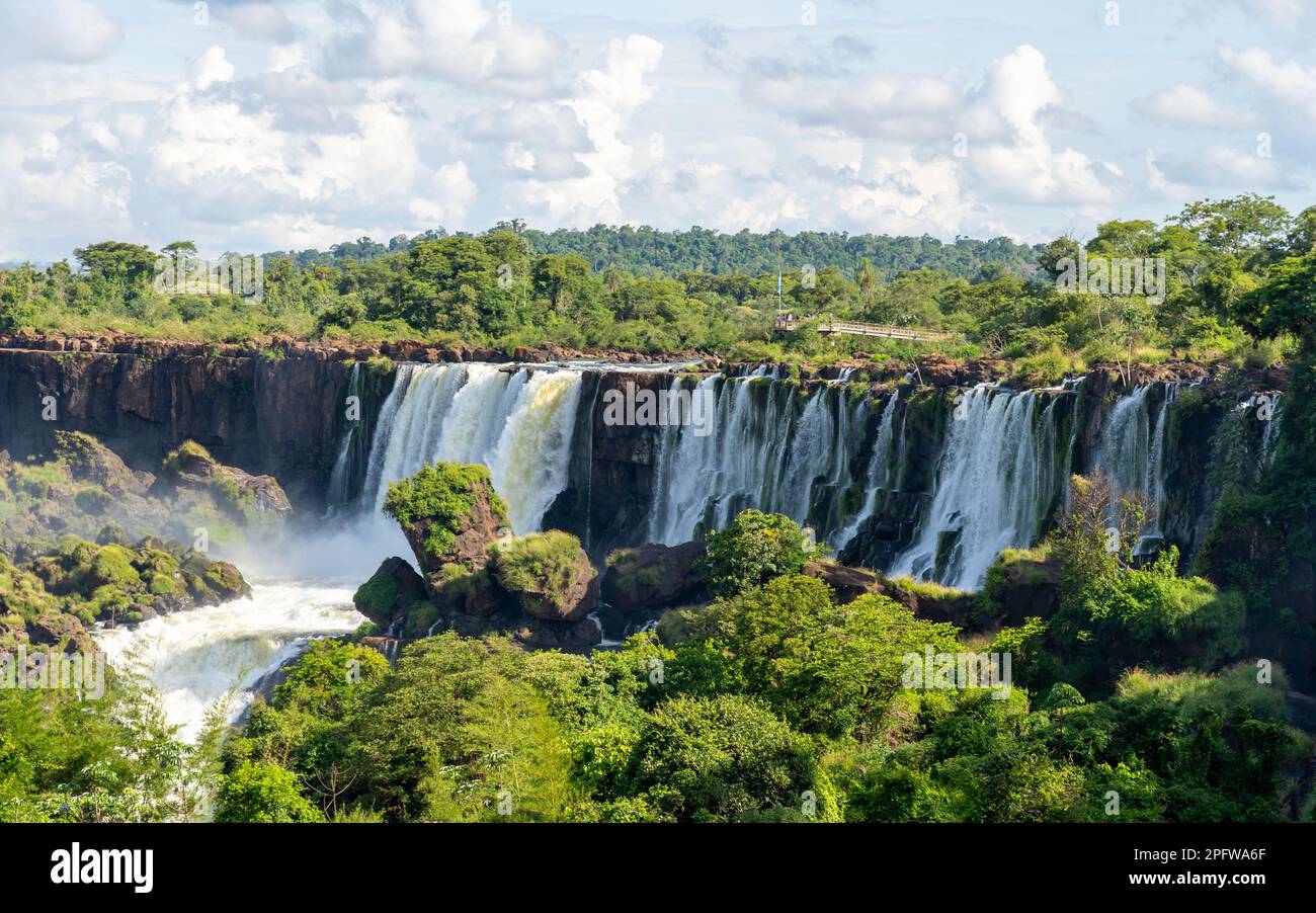 Iguazu Falls in the National Park in Puerto Iguazu, Argentina. The Iguazu NP is an attraction shared between Brazil and Argentina. Stock Photo