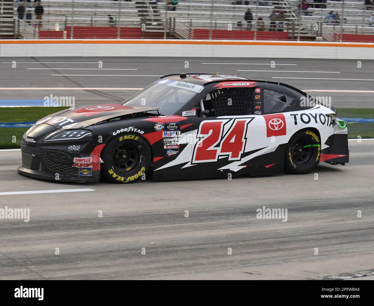 ATLANTA, GA - MARCH 18: The damaged car of Connor Mosaic (#24 Sam Hunt ...