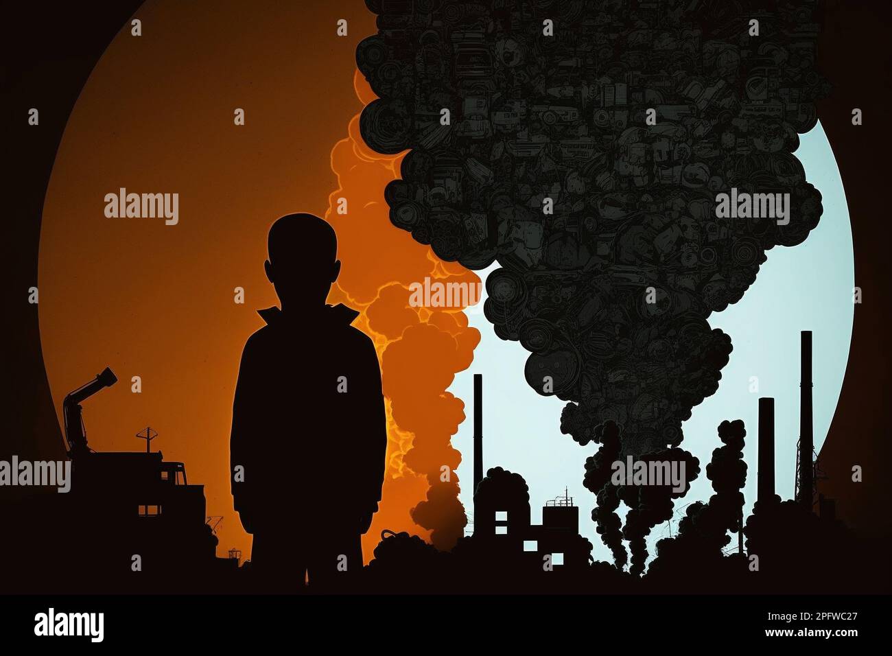 The problem of humanity and the earth pollution, urban smog