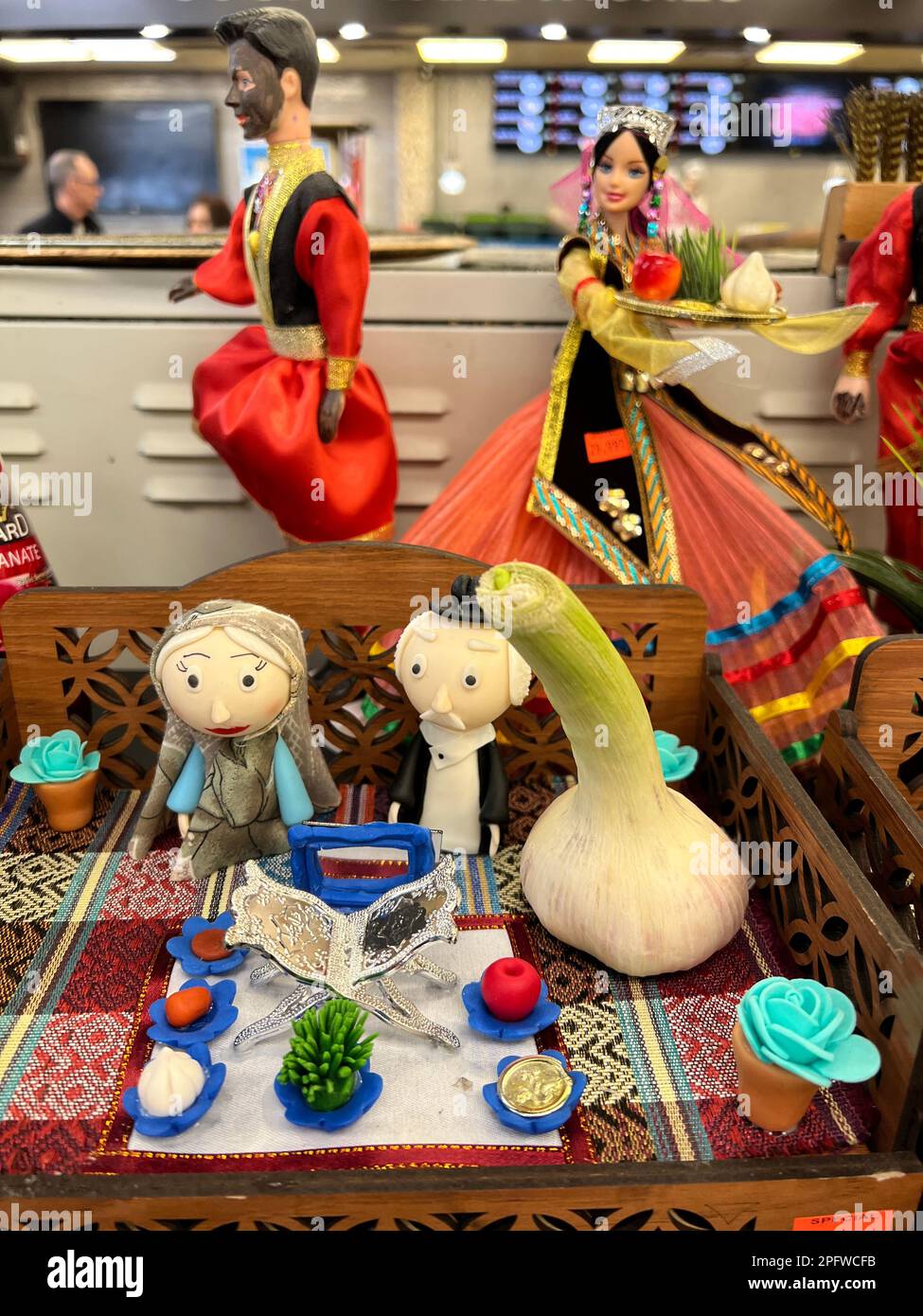 Traditional Iranian dolls at a shop during Nevruz celebrations in Toronto, Canada, on March 18