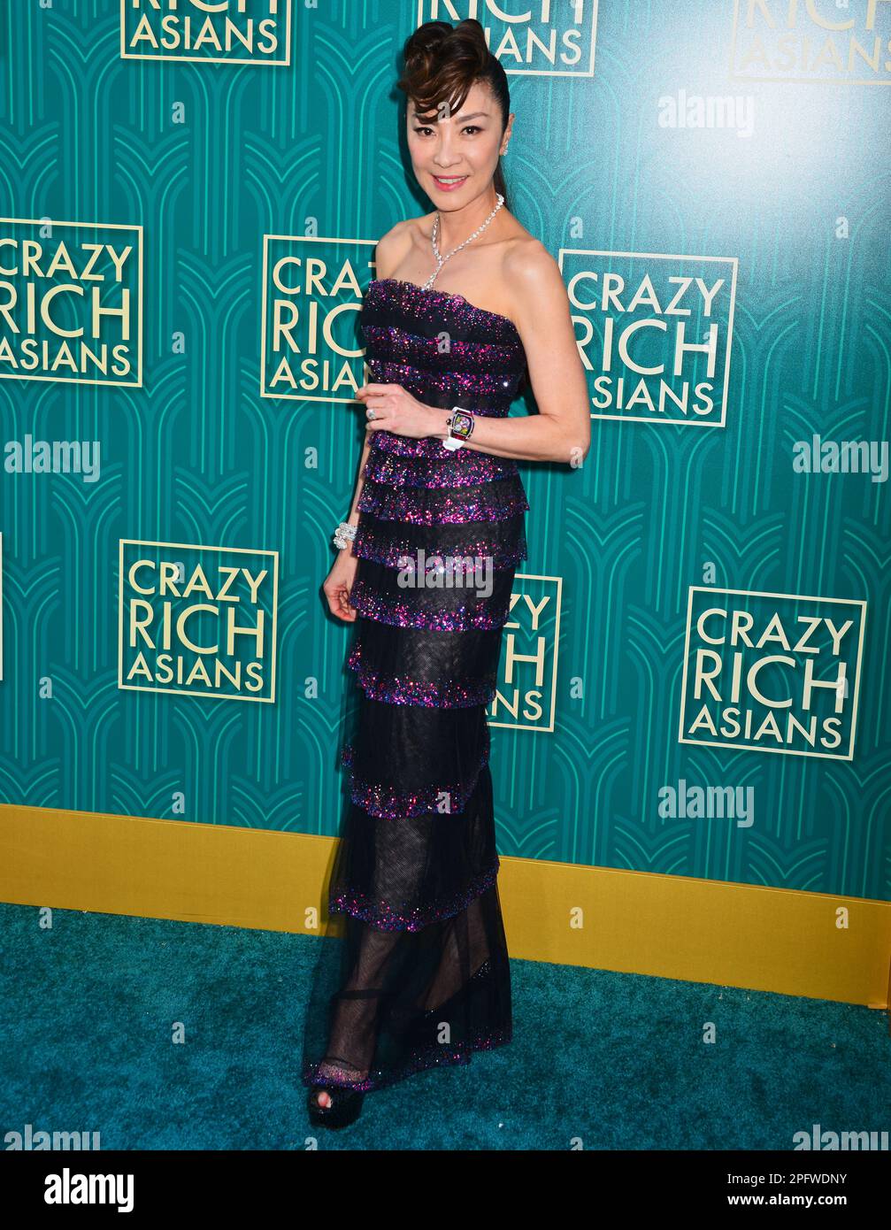 Michelle Yeoh 103 arrives at the Warner Bros. Pictures' 'Crazy Rich Asians' premiere at the TCL Chinese Theatre IMAX on August 7, 2018 in HollywoodRichard Belzer, Comedian and Law & Order- SVU Mainstay, Dead at 78    © Tsuni / USA a  Michelle Yeoh 103 Stock Photo