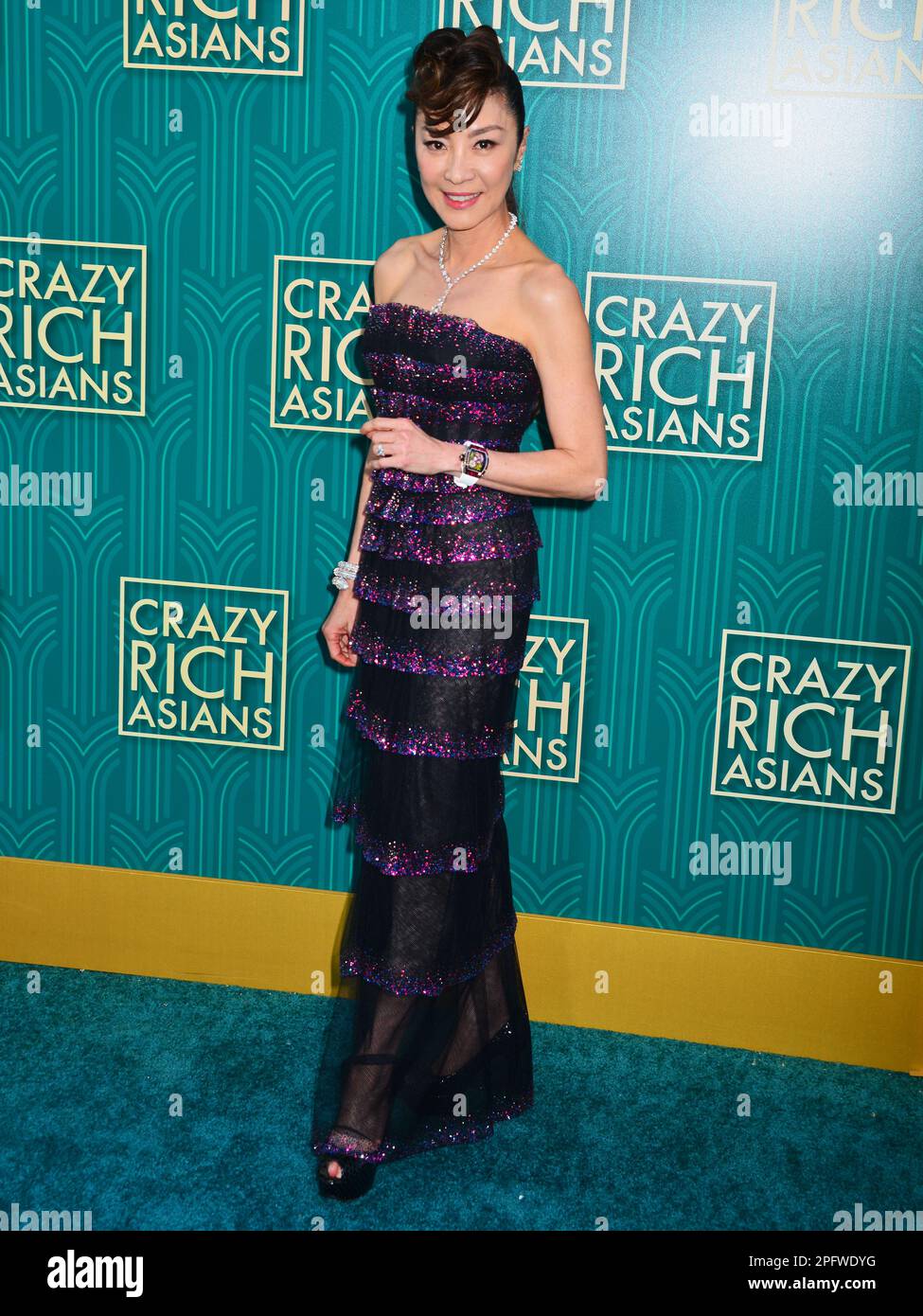 Michelle Yeoh 102 arrives at the Warner Bros. Pictures' 'Crazy Rich Asians' premiere at the TCL Chinese Theatre IMAX on August 7, 2018 in HollywoodRichard Belzer, Comedian and Law & Order- SVU Mainstay, Dead at 78    © Tsuni / USA Michelle Yeoh 102 Stock Photo